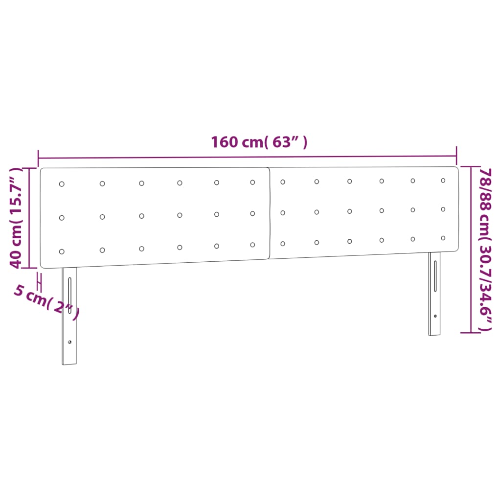 Headboards 2 pcs Light Gray 31.5"x2"x30.7"/34.6" Velvet