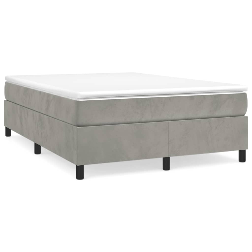 Bed Frame without Mattress Light Gray Full Velvet (US Only)