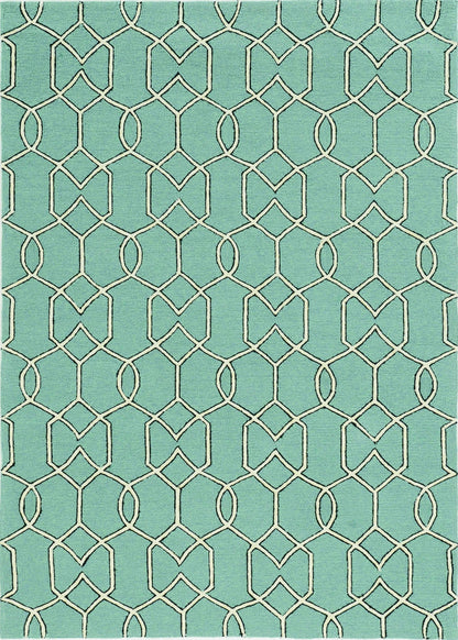 7' X 10' Green Moroccan Indoor Outdoor Area Rug