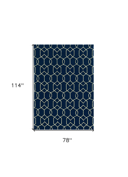 7' X 10' Blue Moroccan Indoor Outdoor Area Rug