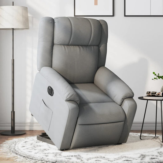 Electric Stand up Recliner Chair Light Gray Fabric