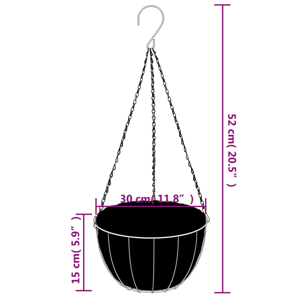 Hanging Basket Brackets with Planters 4 pcs Black Steel