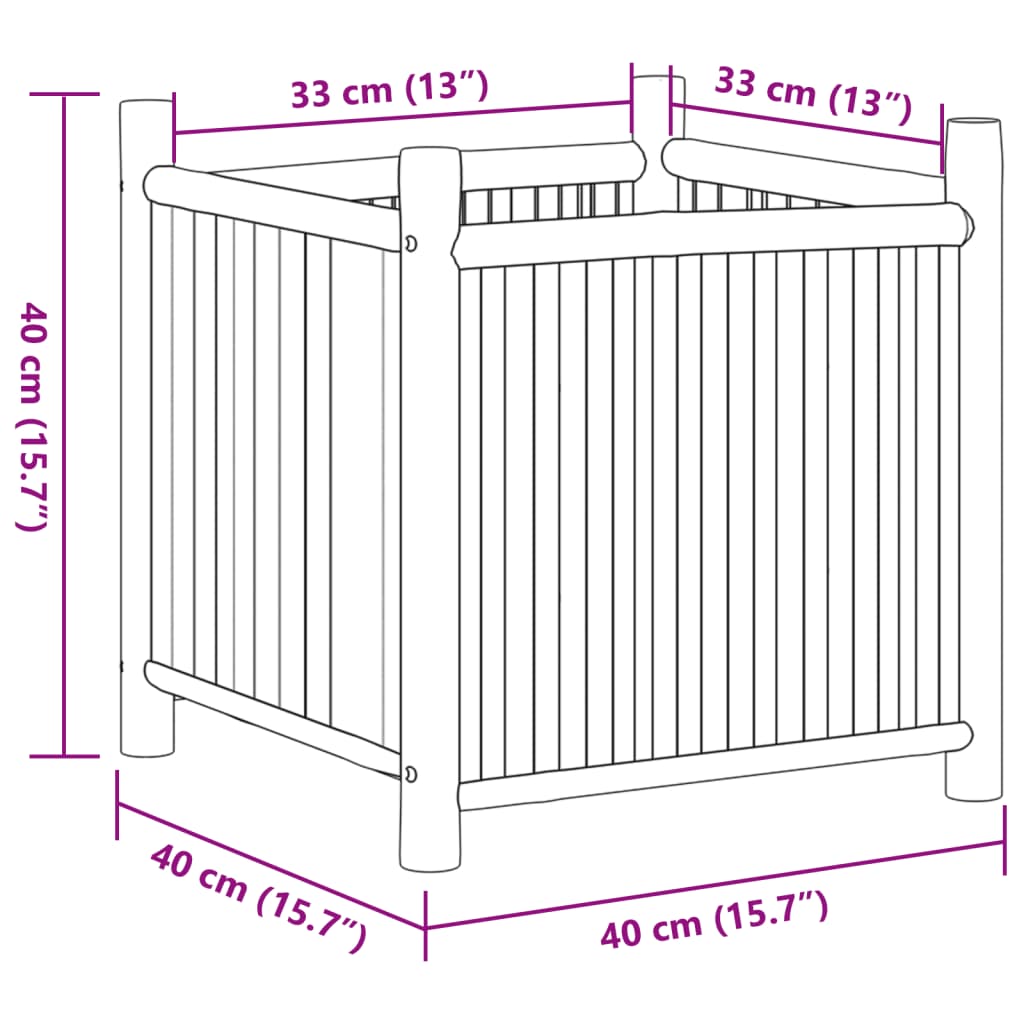 Planter 15.7"x15.7"x15.7" Bamboo