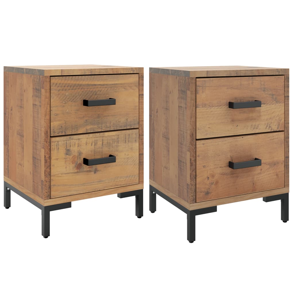 Bedside Cabinets 2 pcs 14.2"x11.8"x17.7" Solid Wood Pine