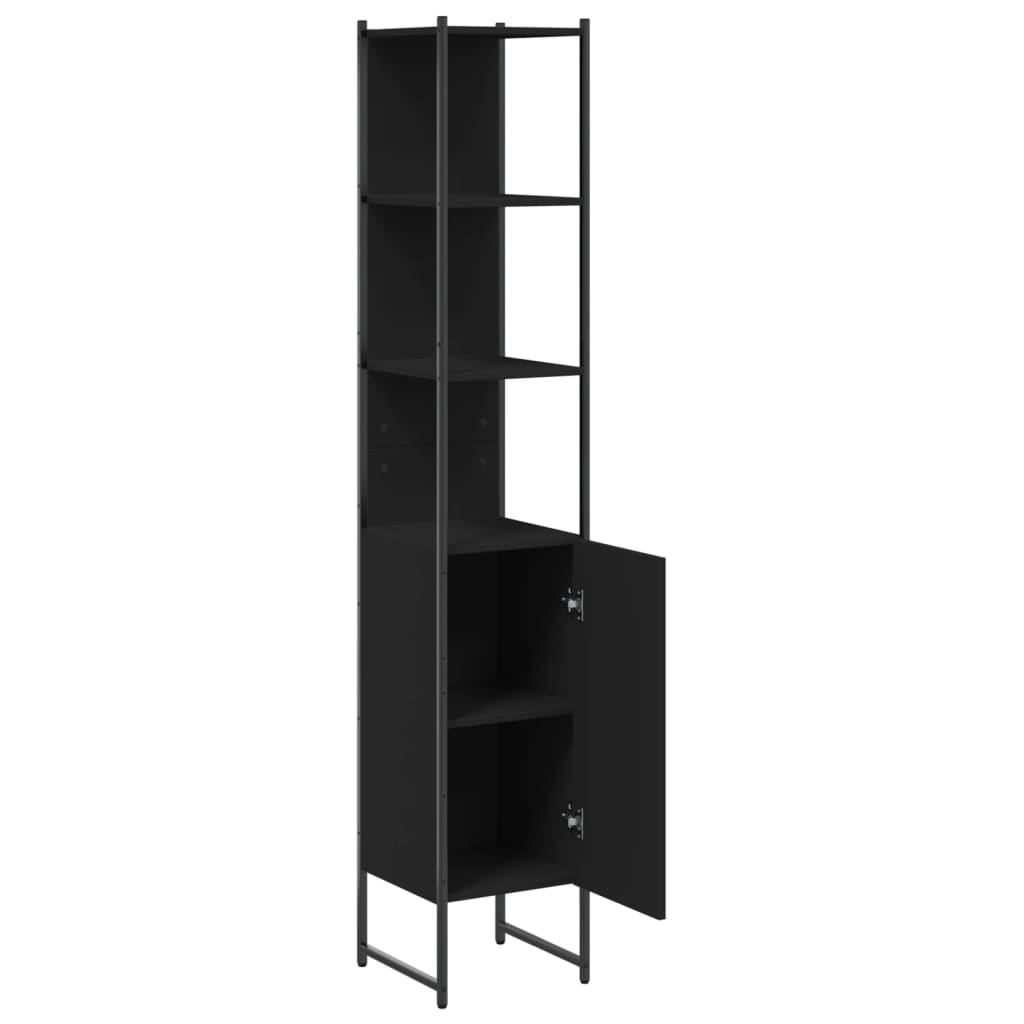 Bathroom Cabinet Black 13"x13"x73" Engineered Wood