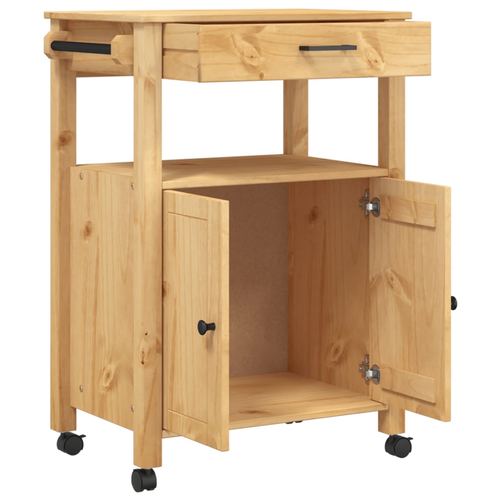 Kitchen Trolley MONZA 23.6"x15.7"x35.4" Solid Wood Pine