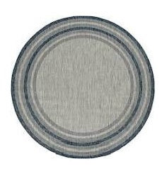 8' X 11' Blue and Gray Striped Indoor Outdoor Area Rug