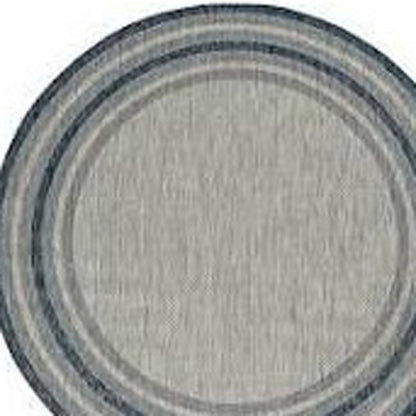 8' X 11' Blue and Gray Striped Indoor Outdoor Area Rug