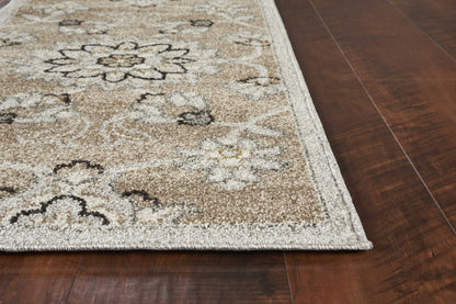 7' X 10' Gray And Ivory Floral Indoor Outdoor Area Rug