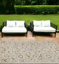 7' X 10' Gray And Ivory Floral Indoor Outdoor Area Rug