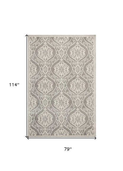 5' X 8' Silver Moroccan Indoor Outdoor Area Rug