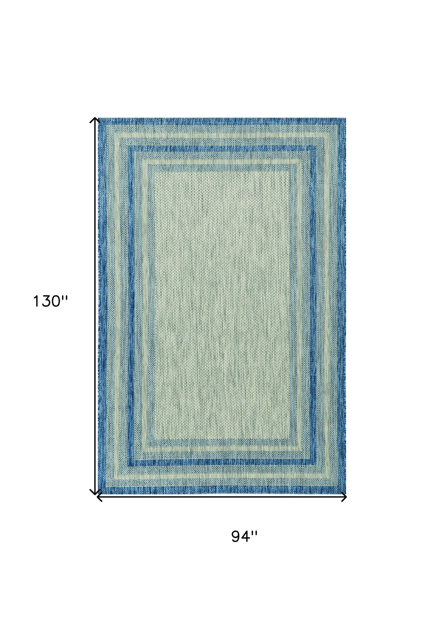 8' X 11' Blue and Gray Striped Indoor Outdoor Area Rug