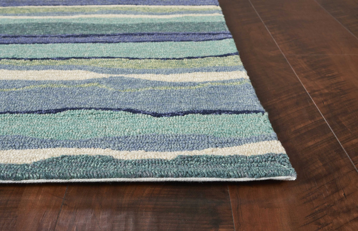 8' X 10' Blue Abstract Waves Indoor Outdoor Area Rug