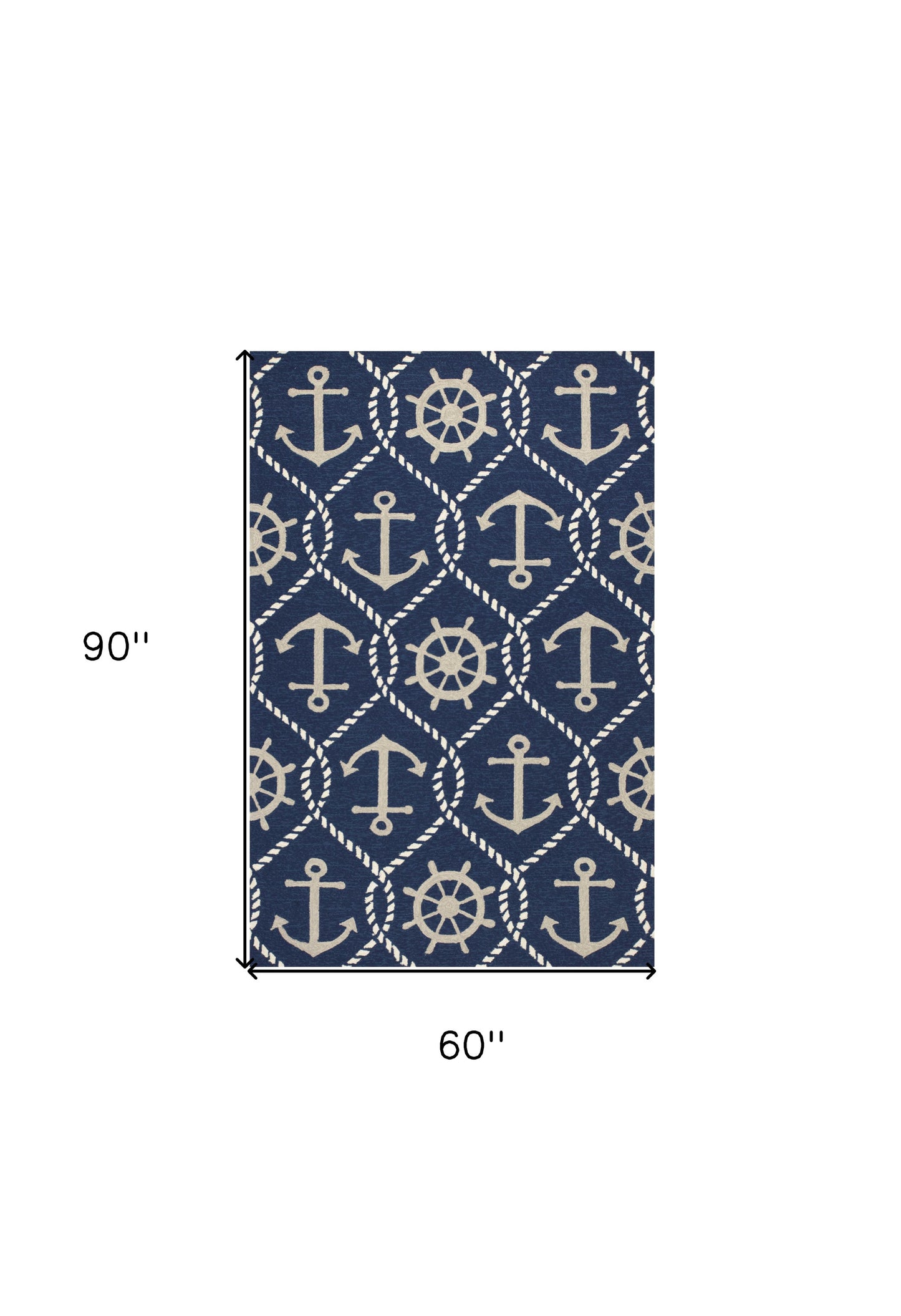 5' X 8' Navy Blue Abstract Handmade Indoor Outdoor Area Rug