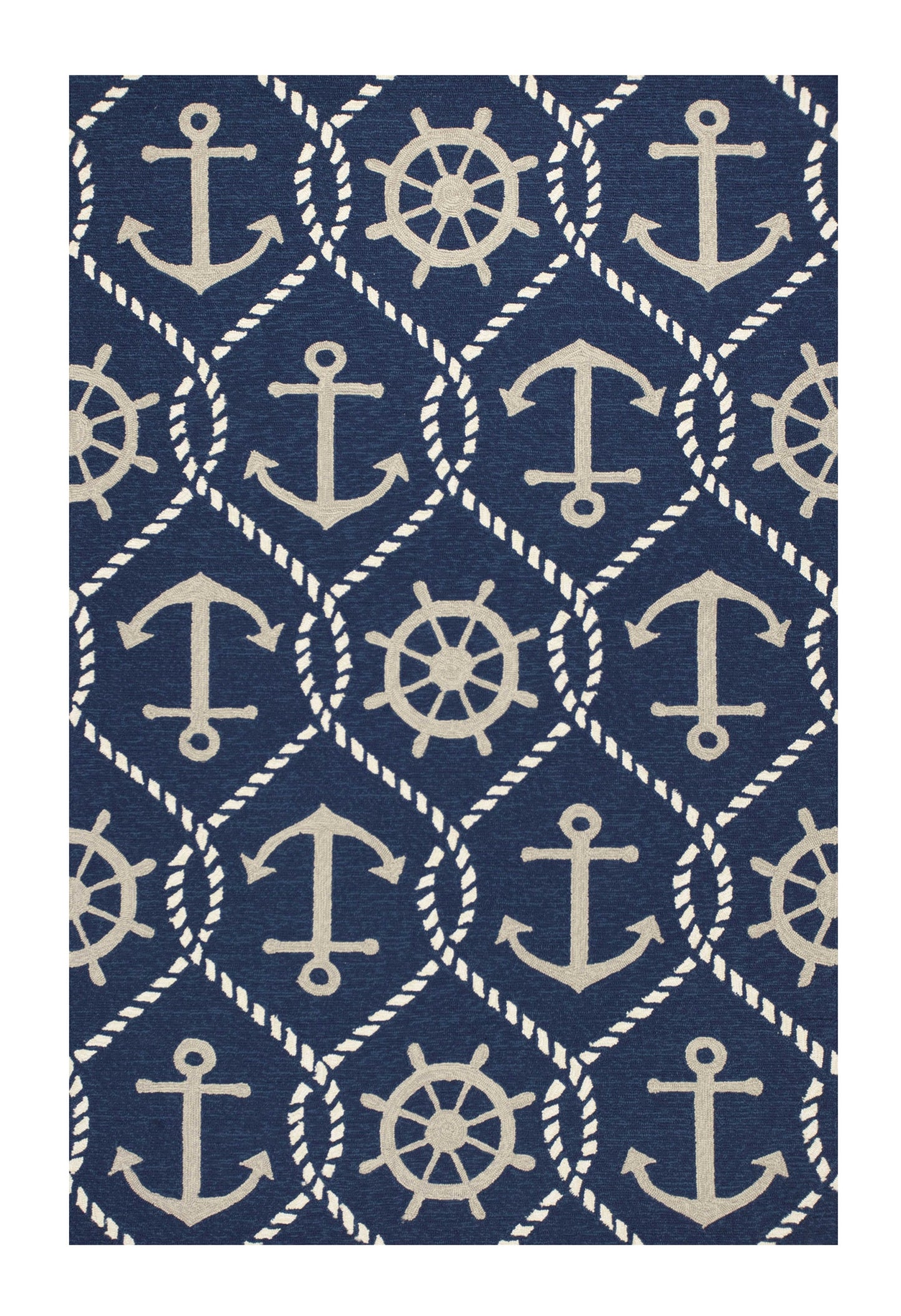 5' X 8' Navy Blue Abstract Handmade Indoor Outdoor Area Rug