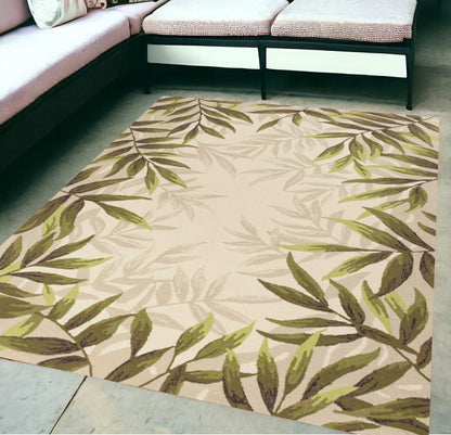 5' X 8' Beige Abstract Handmade Indoor Outdoor Area Rug