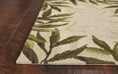 5' X 8' Beige Abstract Handmade Indoor Outdoor Area Rug