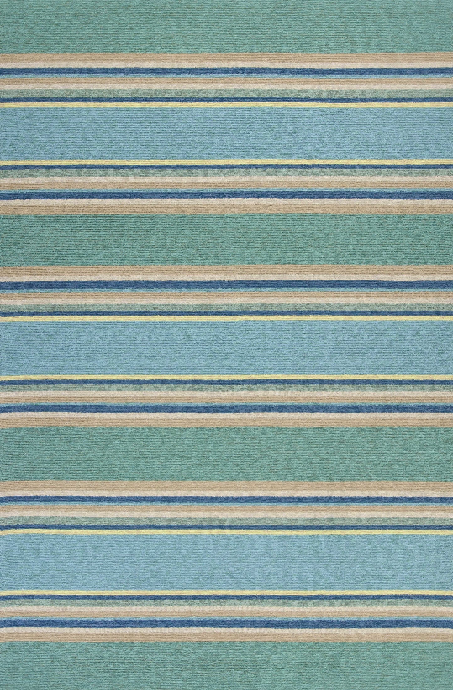 5' X 8' Blue Striped Handmade Indoor Outdoor Area Rug