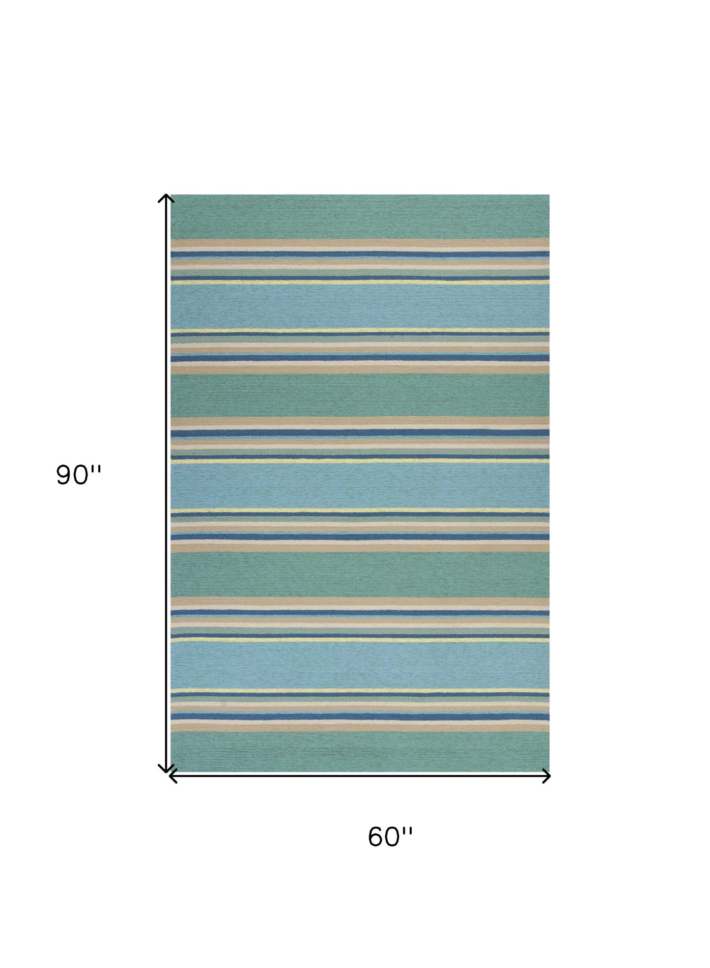 5' X 8' Blue Striped Handmade Indoor Outdoor Area Rug