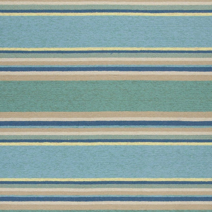 5' X 8' Blue Striped Handmade Indoor Outdoor Area Rug