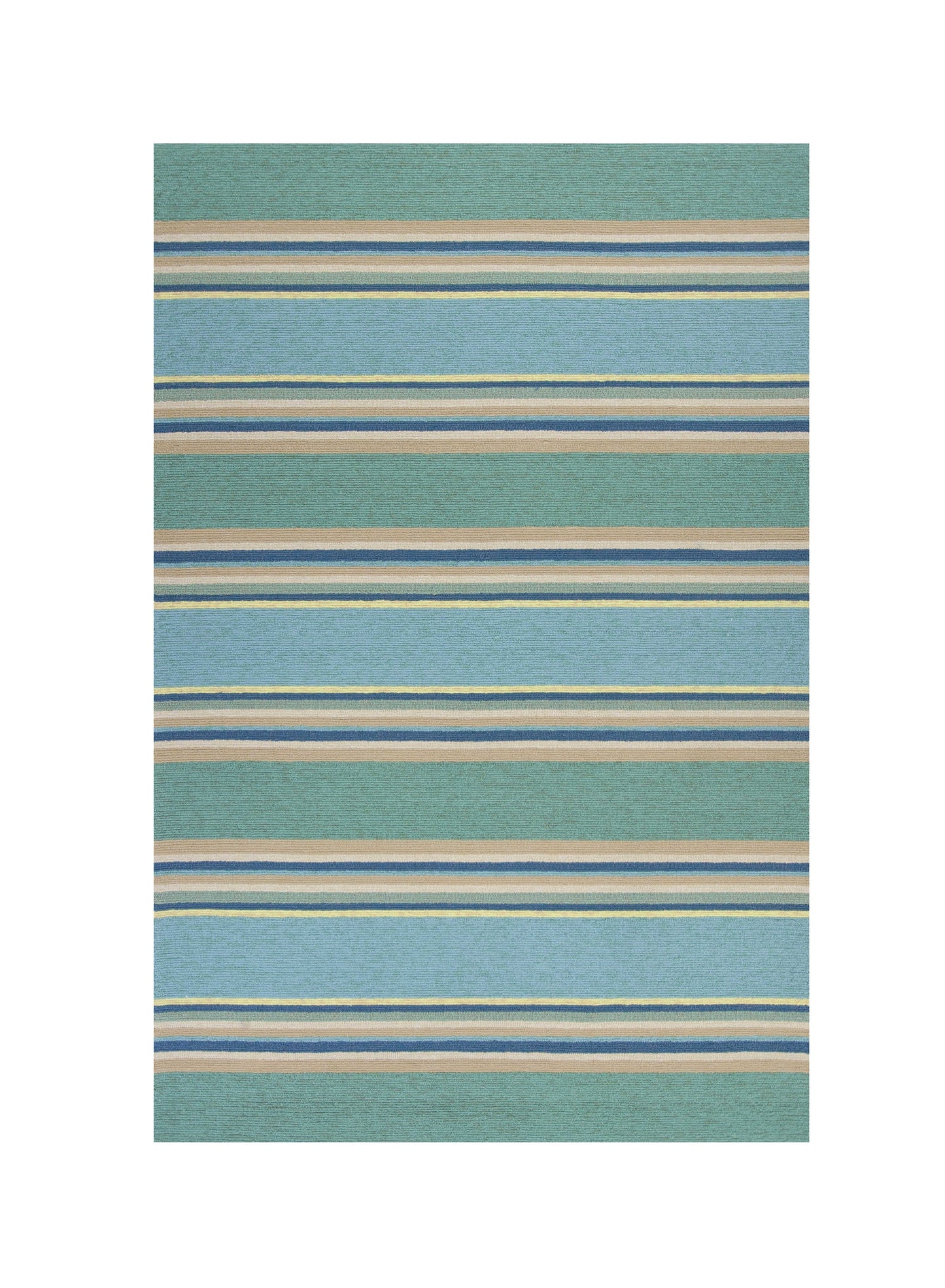 5' X 8' Blue Striped Handmade Indoor Outdoor Area Rug