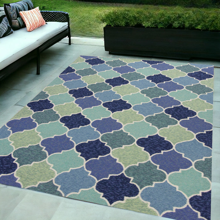 5' X 8' Blue Moroccan Handmade Indoor Outdoor Area Rug