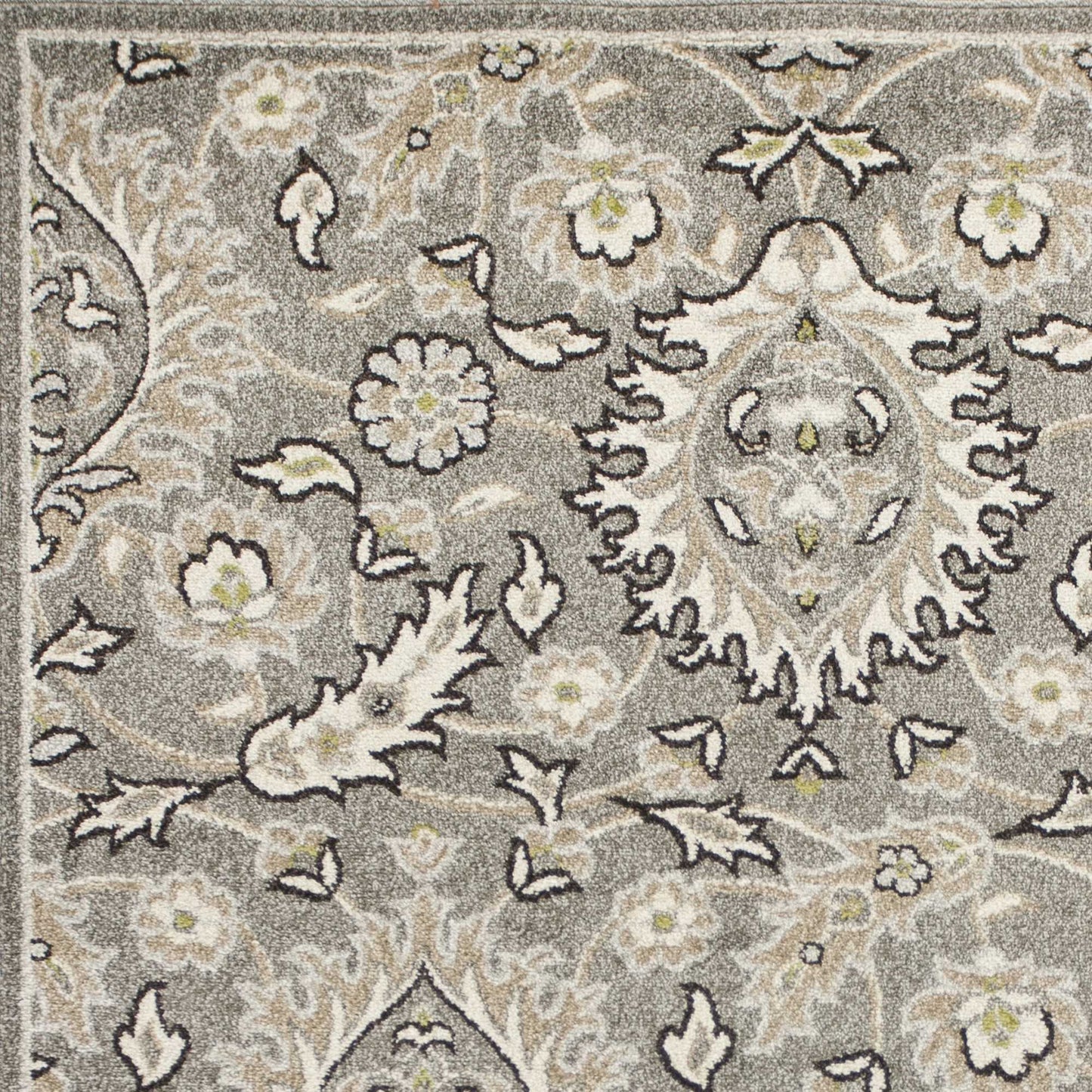 8' X 11' Gray Damask Indoor Outdoor Area Rug