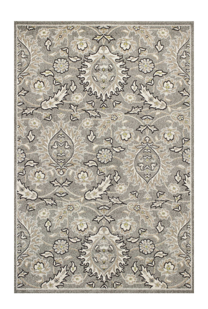 8' X 11' Gray Damask Indoor Outdoor Area Rug