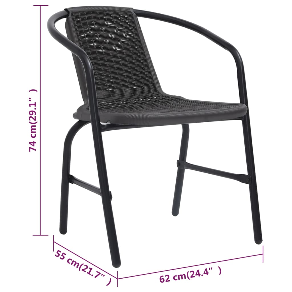 Garden Chairs 4 pcs Plastic Rattan and Steel 242.5 lb