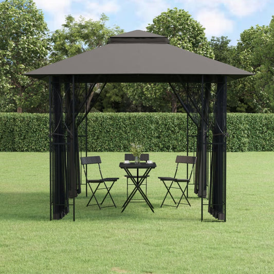 Gazebo with Sidewalls Anthracite 118.1"x118.1"x106.3" Steel