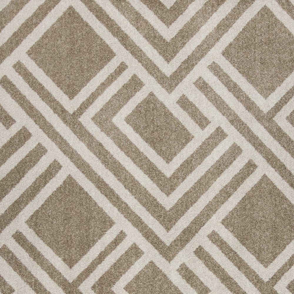 2' X 4' Beige Geometric Indoor Outdoor Area Rug