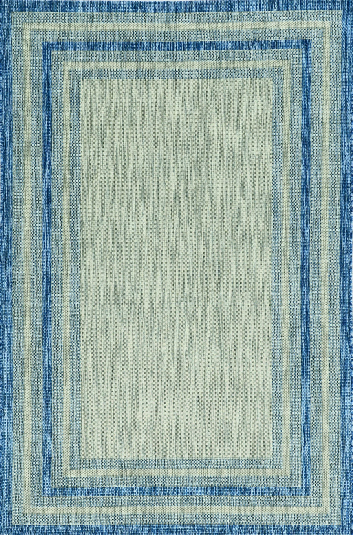 8' X 11' Blue and Gray Striped Indoor Outdoor Area Rug