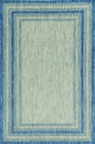 8' X 11' Blue and Gray Striped Indoor Outdoor Area Rug