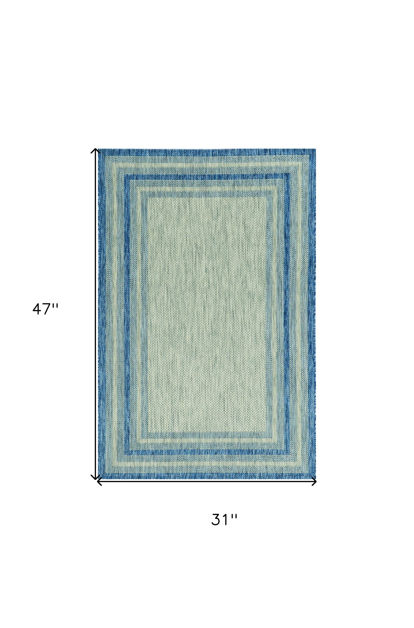 8' X 11' Blue and Gray Striped Indoor Outdoor Area Rug