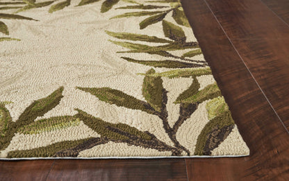 5' X 8' Beige Abstract Handmade Indoor Outdoor Area Rug