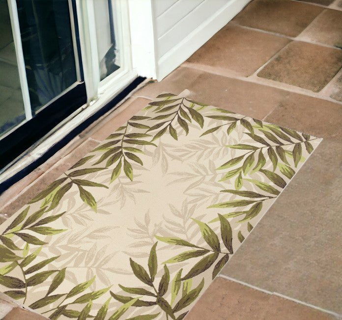 5' X 8' Beige Abstract Handmade Indoor Outdoor Area Rug