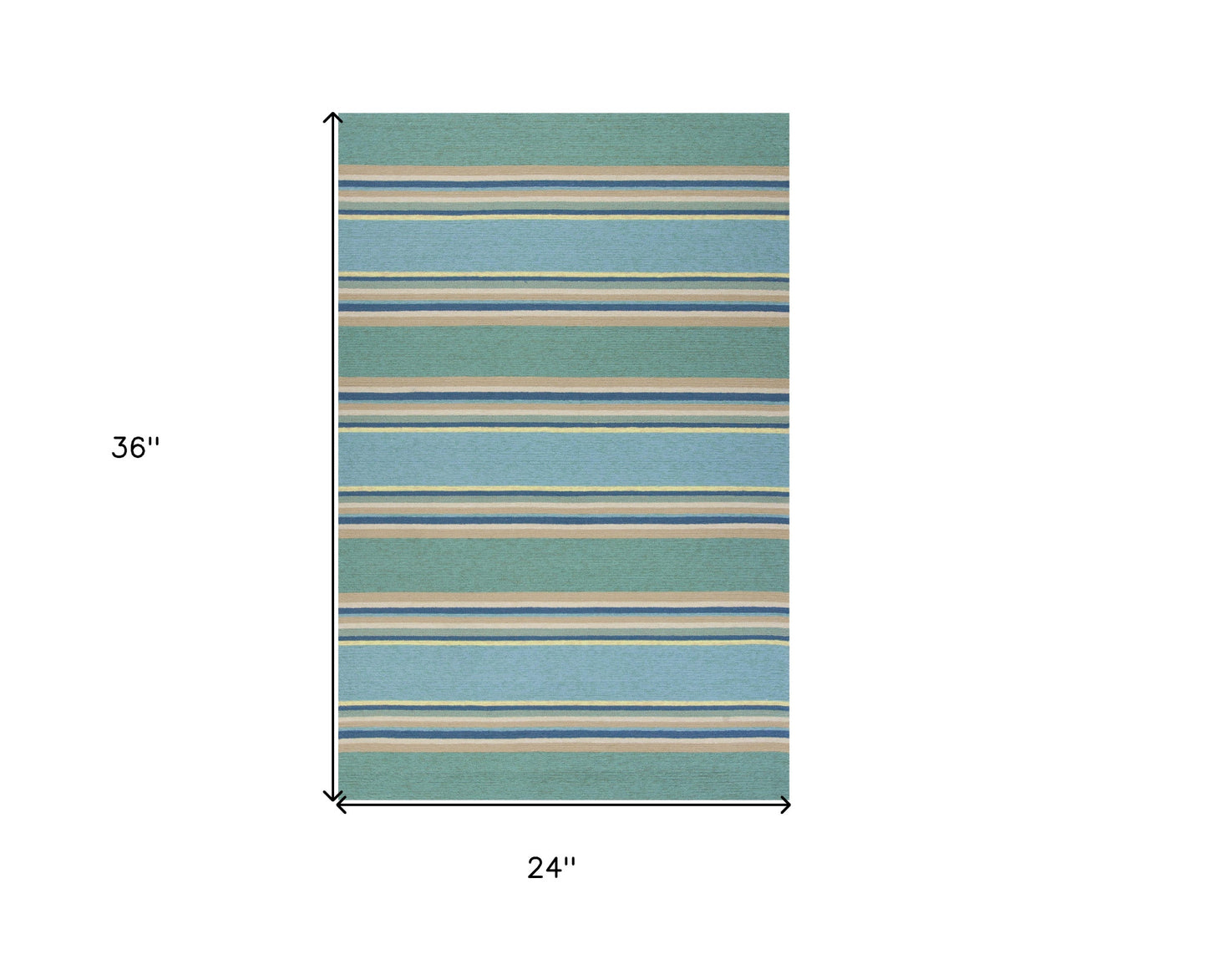 5' X 8' Blue Striped Handmade Indoor Outdoor Area Rug