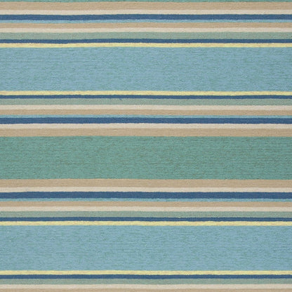 5' X 8' Blue Striped Handmade Indoor Outdoor Area Rug