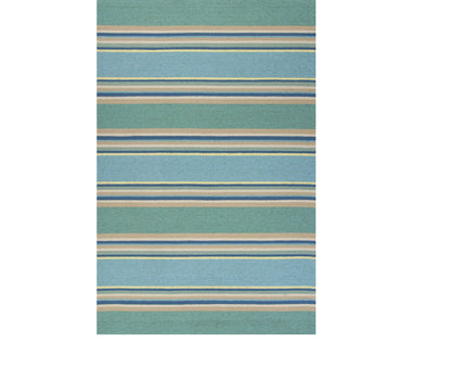 5' X 8' Blue Striped Handmade Indoor Outdoor Area Rug