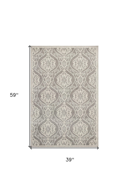 5' X 8' Silver Moroccan Indoor Outdoor Area Rug