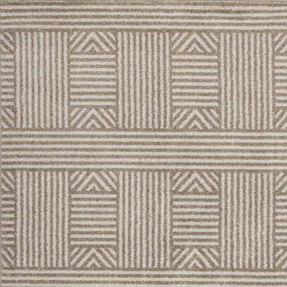 2' X 3' Beige and Ivory Geometric Indoor Outdoor Area Rug