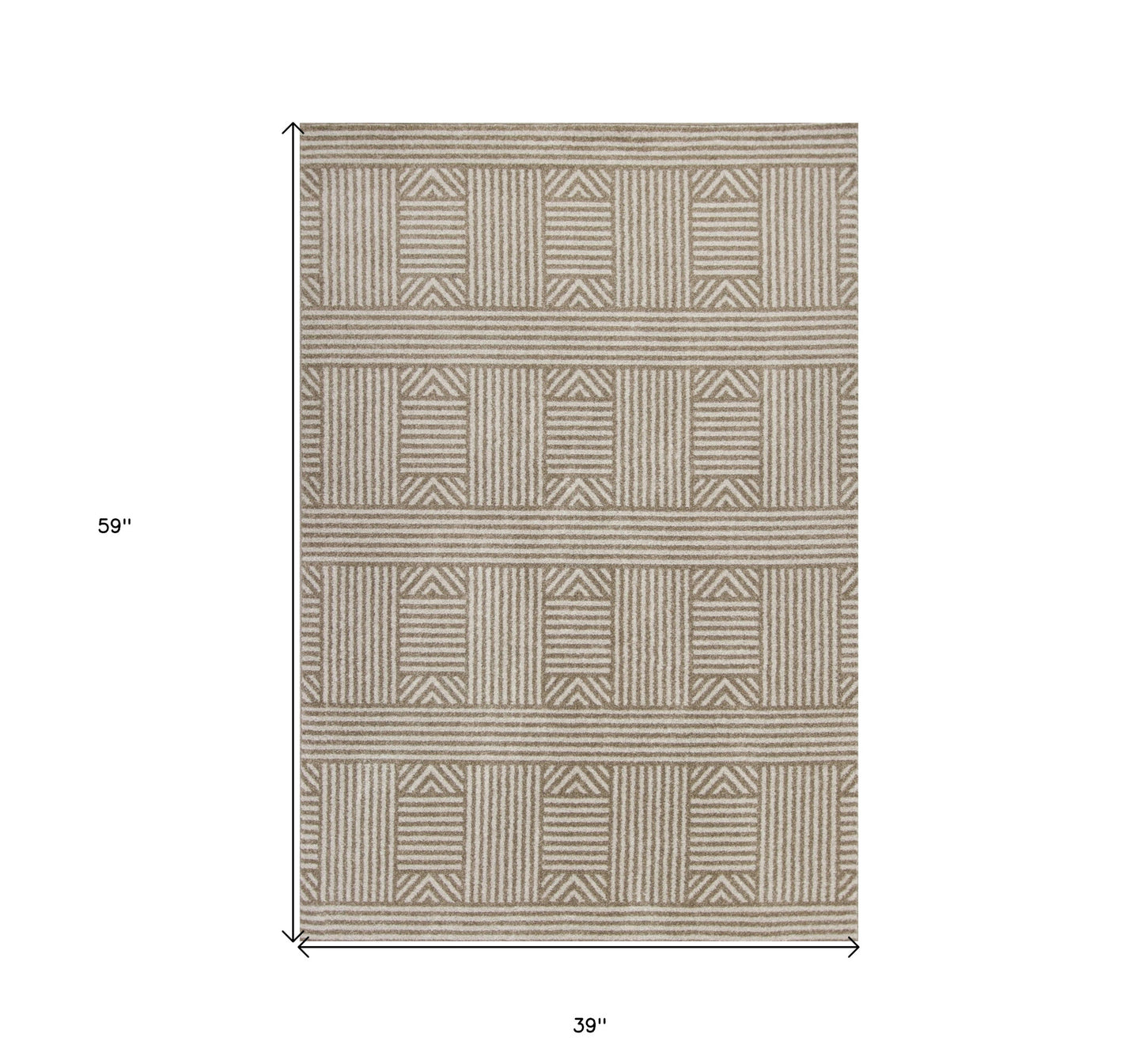 2' X 3' Beige and Ivory Geometric Indoor Outdoor Area Rug