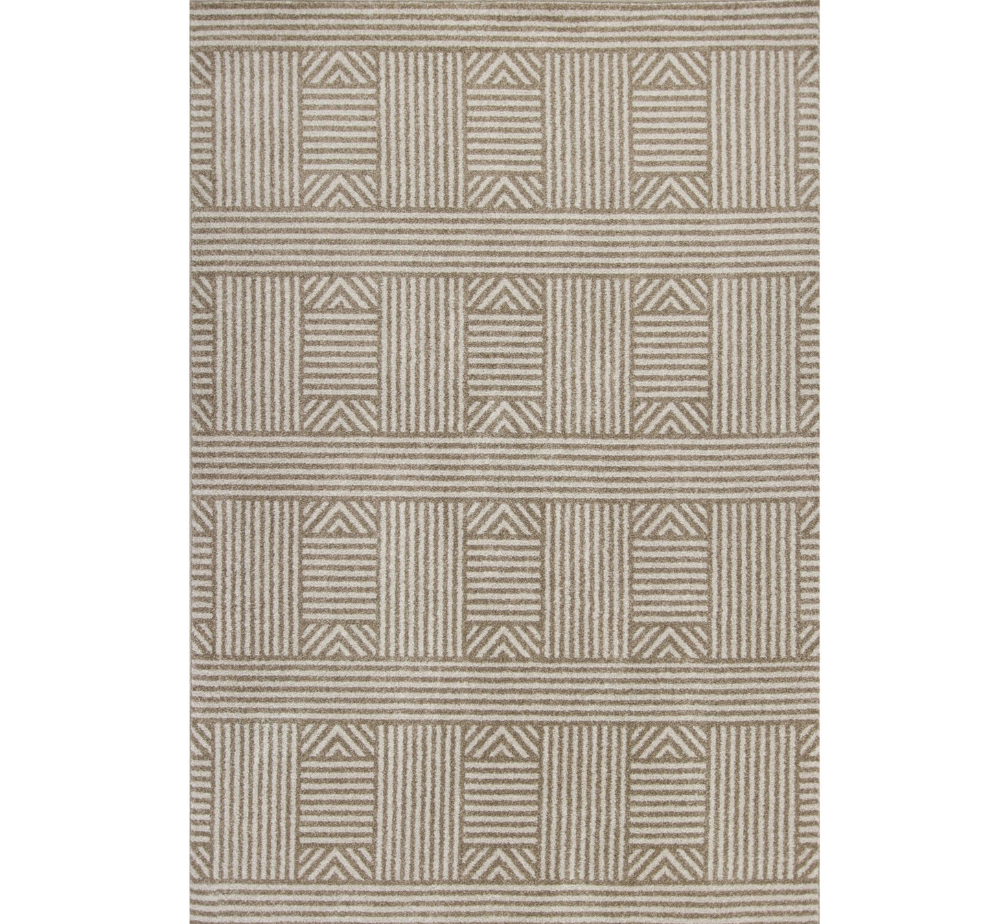 2' X 3' Beige and Ivory Geometric Indoor Outdoor Area Rug