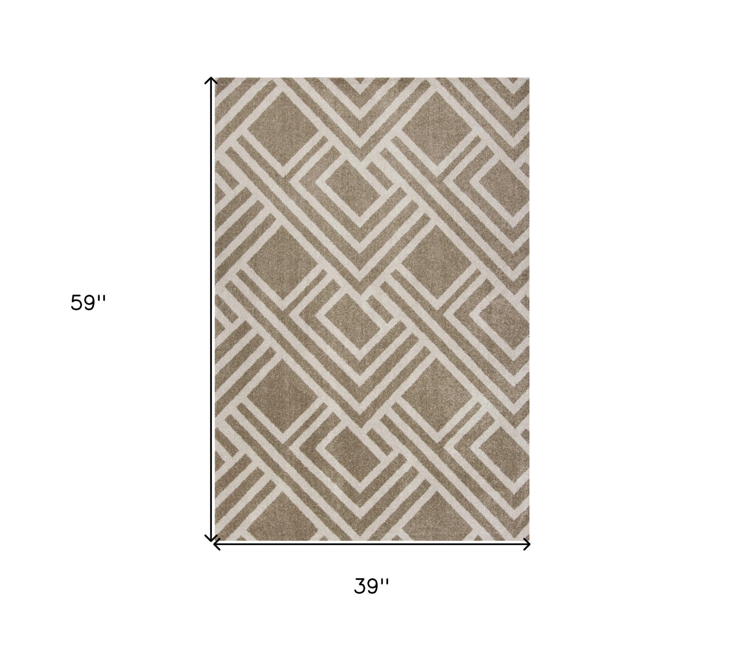 2' X 4' Beige Geometric Indoor Outdoor Area Rug