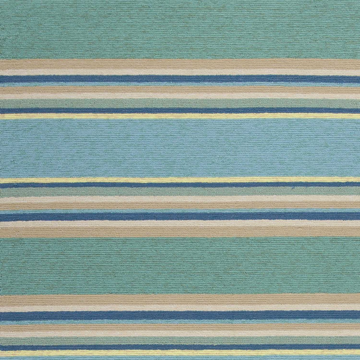 5' X 8' Blue Striped Handmade Indoor Outdoor Area Rug