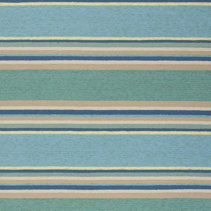 5' X 8' Blue Striped Handmade Indoor Outdoor Area Rug