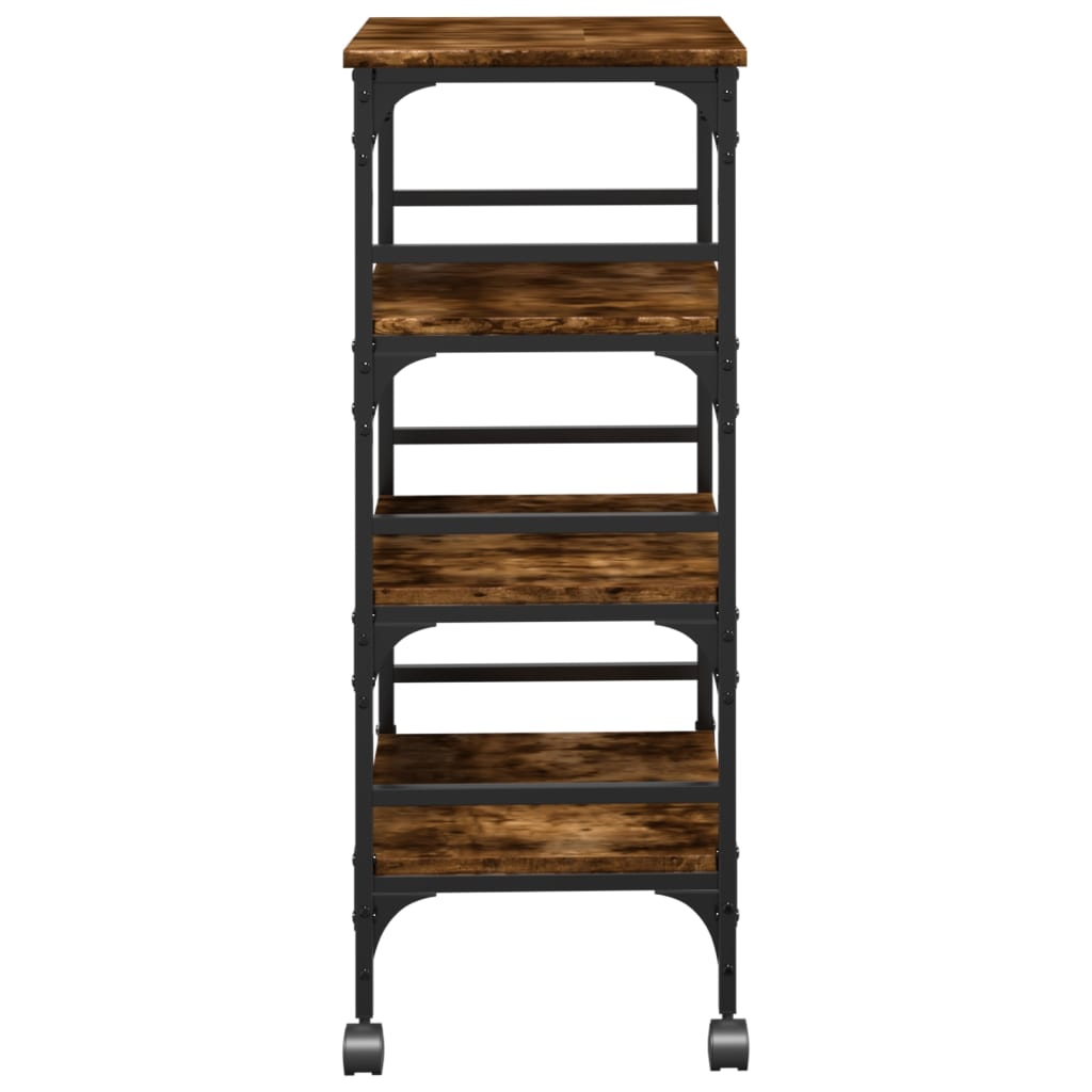 Kitchen Trolley Smoked Oak 17.7"x13.8"x35.2" Engineered Wood