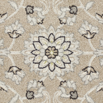 7' X 10' Gray And Ivory Floral Indoor Outdoor Area Rug