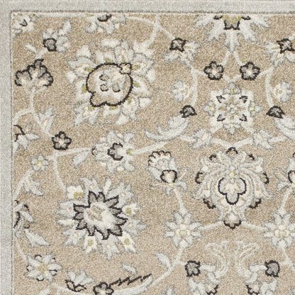 7' X 10' Gray And Ivory Floral Indoor Outdoor Area Rug