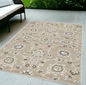 7' X 10' Gray And Ivory Floral Indoor Outdoor Area Rug